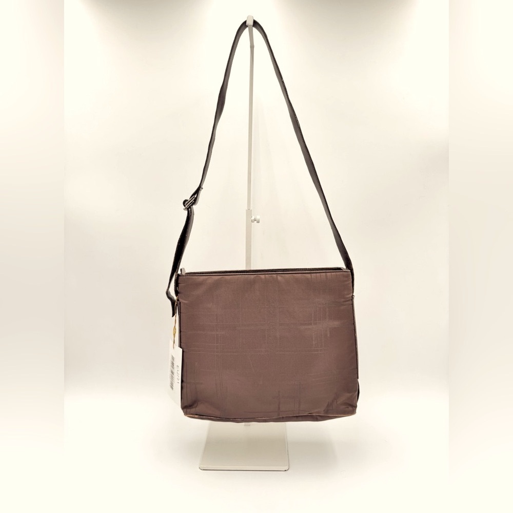 Salvatorre Ferragamo Brown Nylon Shoulder Bag with Leather Trim